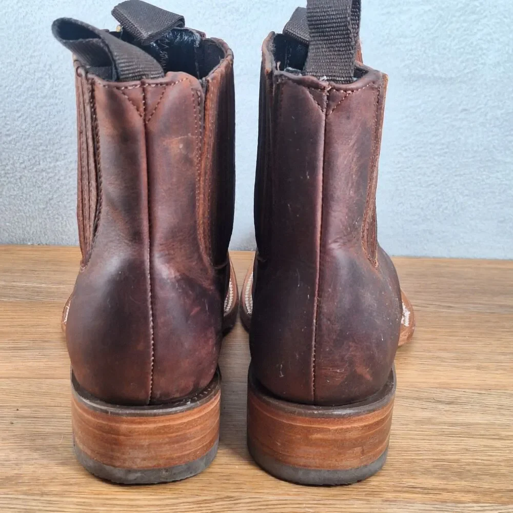 Soto Men's 9 Brown Distressed Leather Square Toe Cowboy Boots Western Short